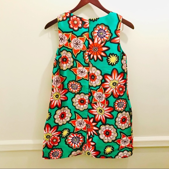 Queen Mulock Floral Shift Dress Small green red yellow pink black ModCloth retro - Picture 2 of 8